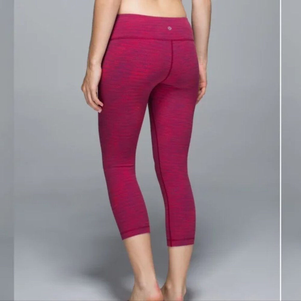Lululemon Wunder Under Crop II Berry Flaming Tomato 2